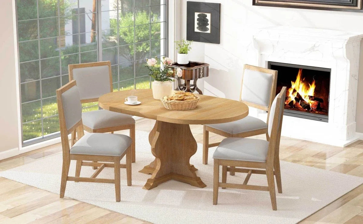 Farmhouse Extendable Solid Wood Dining Table Set - Omega Lifestyles