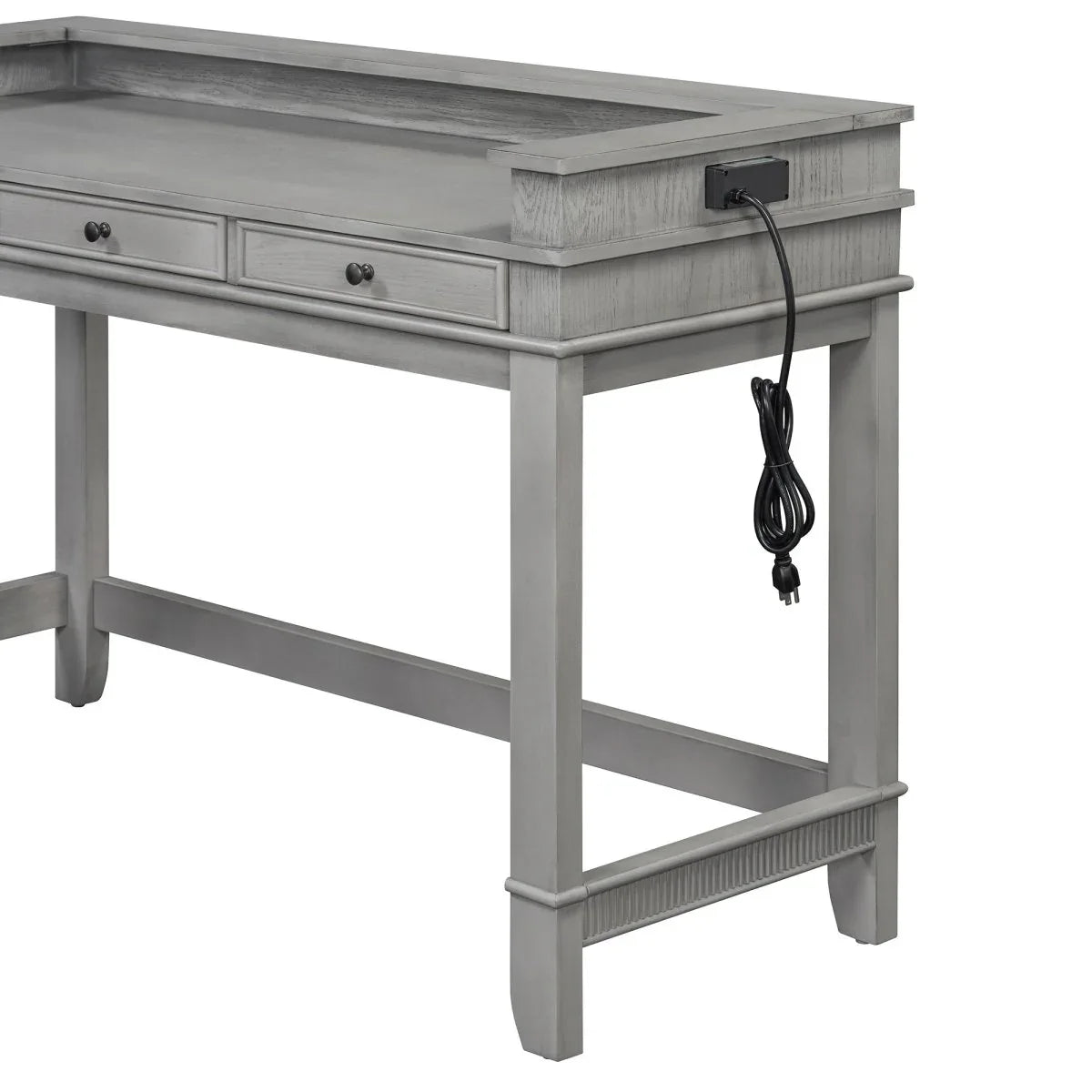 Retro Light Grey Solid Wood Bar Table Dining Set - Omega Lifestyles