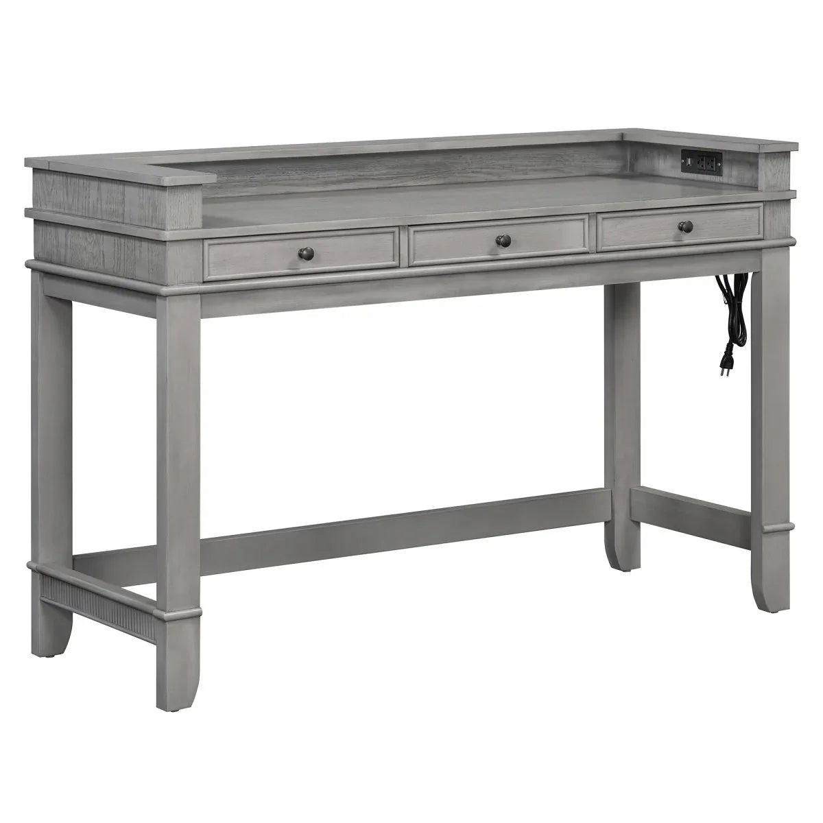 Retro Light Grey Solid Wood Bar Table Dining Set - Omega Lifestyles