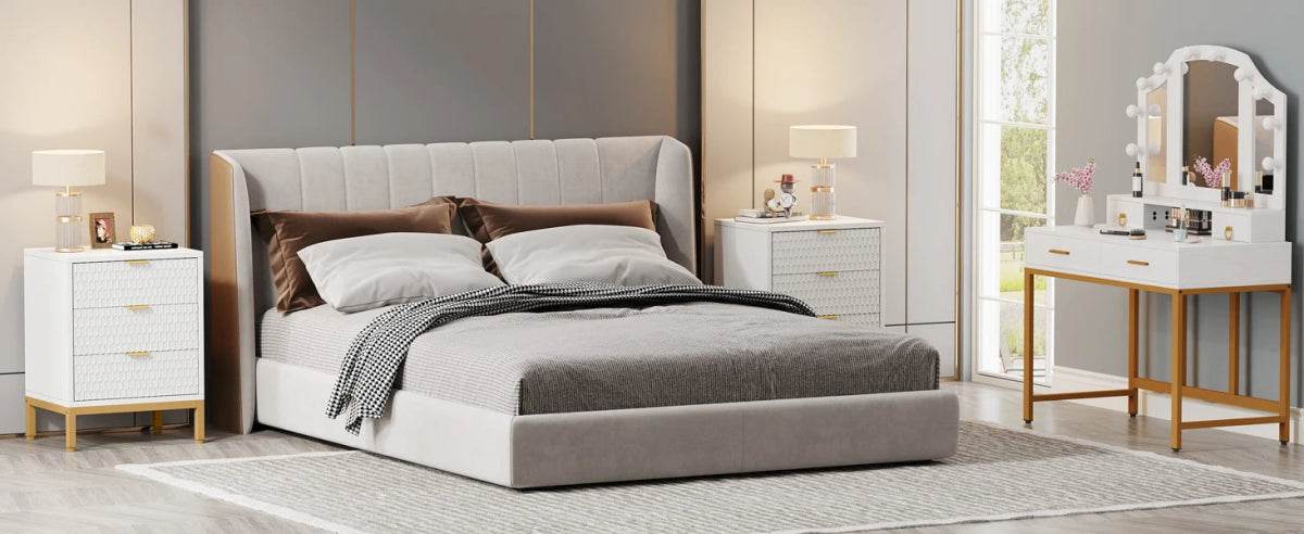 Modern Minimalist Nightstand With Three Storage Drawers - Omega Lifestyles