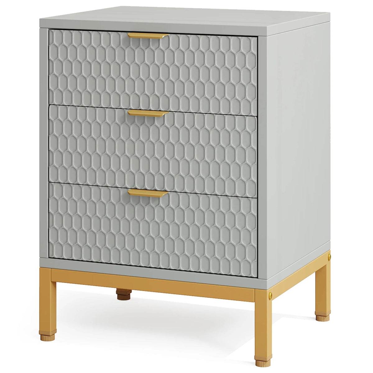 Modern Minimalist Nightstand With Three Storage Drawers - Omega Lifestyles
