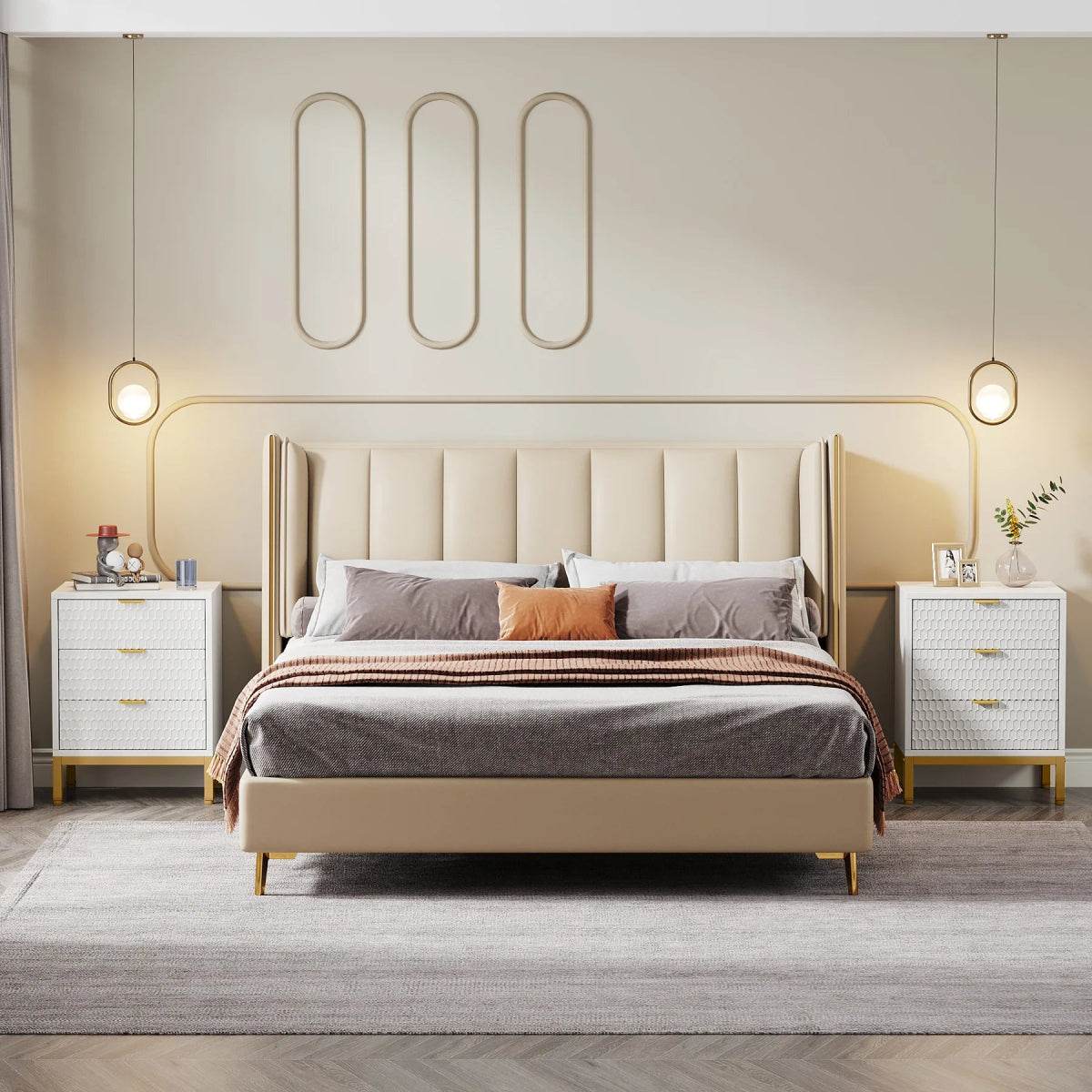 Modern Minimalist Nightstand With Three Storage Drawers - Omega Lifestyles