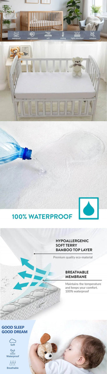 Waterproof Breathable Cotton Terry Crib Mattress Protector - Sleep Galleria