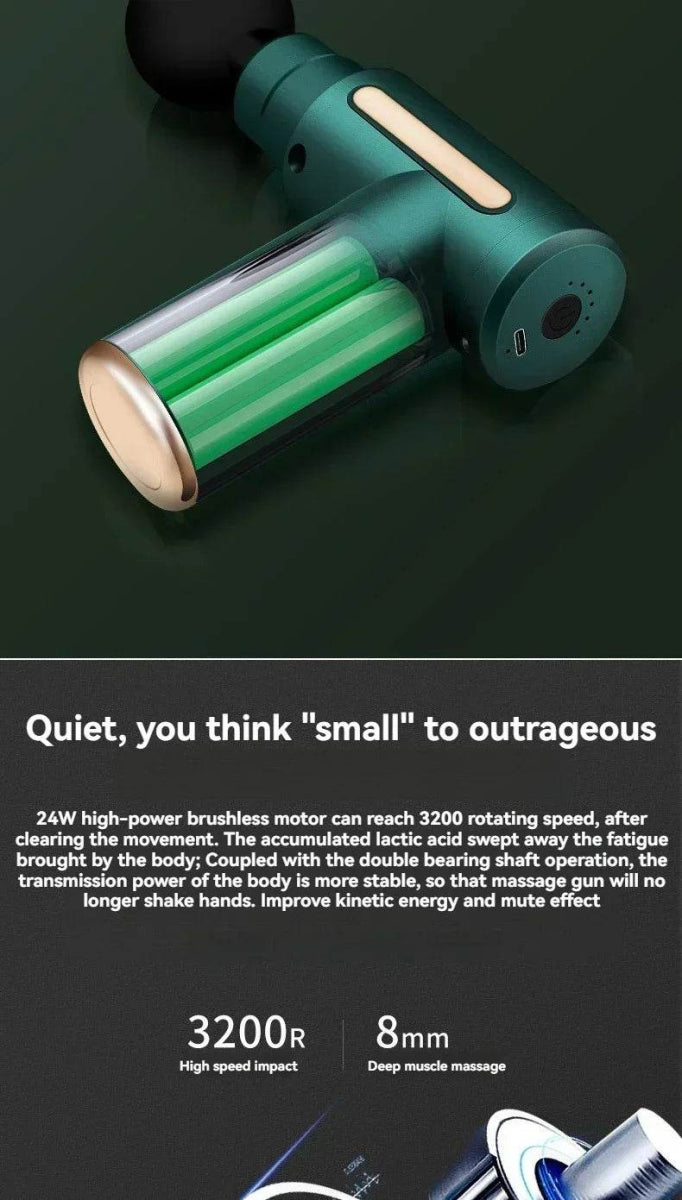 Mini Portable USB Battery Massage Gun With Four Heads - Sleep Galleria