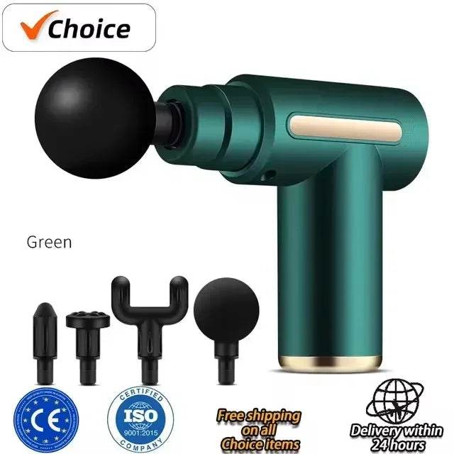 Mini Portable USB Battery Massage Gun With Four Heads - Sleep Galleria