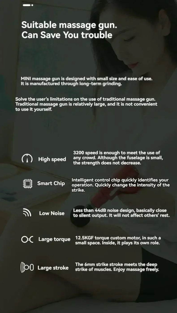 Mini Portable USB Battery Massage Gun With Four Heads - Sleep Galleria