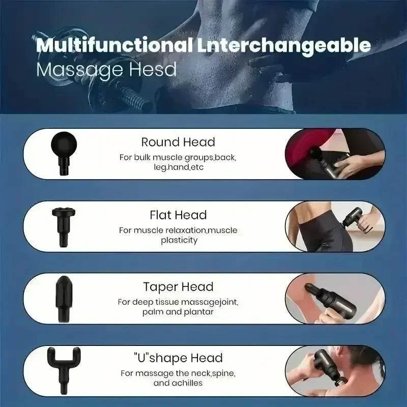 Mini Portable USB Battery Massage Gun With Four Heads - Sleep Galleria
