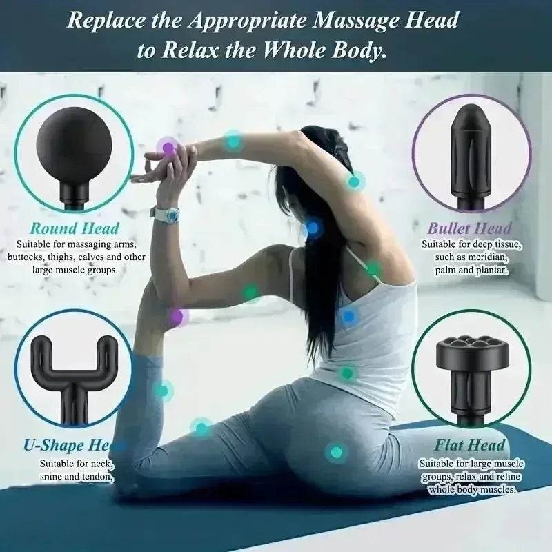 Mini Portable USB Battery Massage Gun With Four Heads - Sleep Galleria