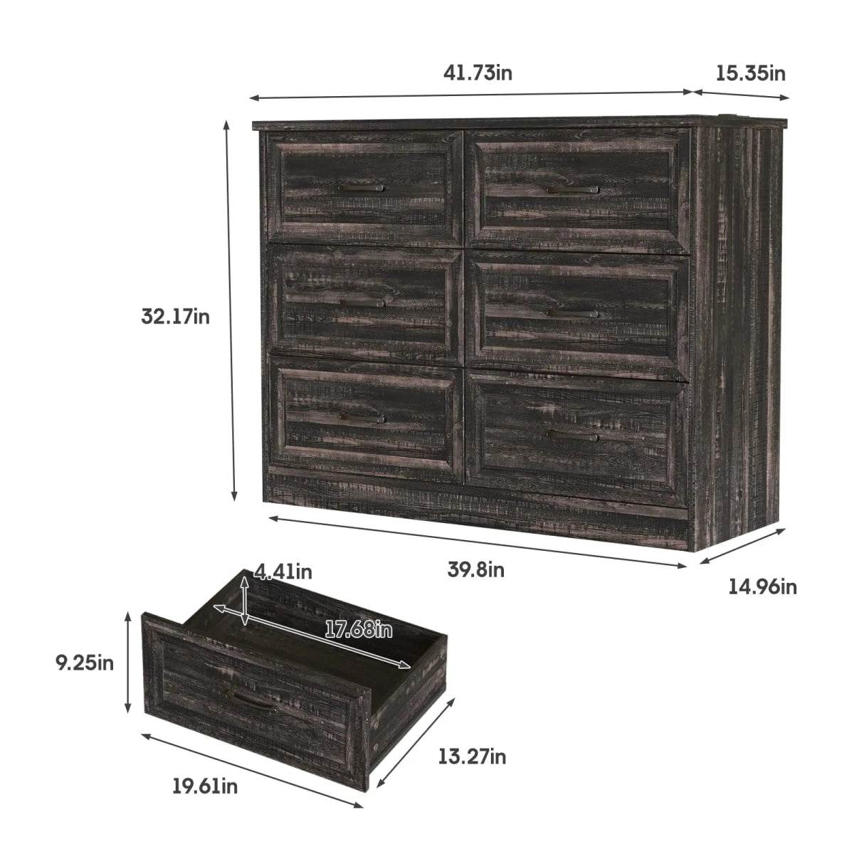 6-Drawer Modern Engineered Wood Dresser With Charging Station - Omega Lifestyles