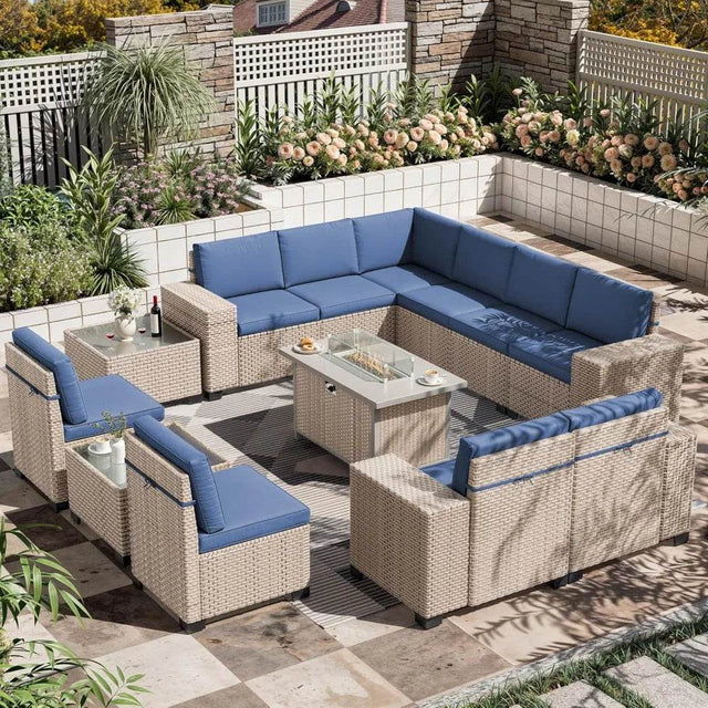 13-Piece Grey Rattan Outdoor Patio Furniture Set - Omega Lifestyles