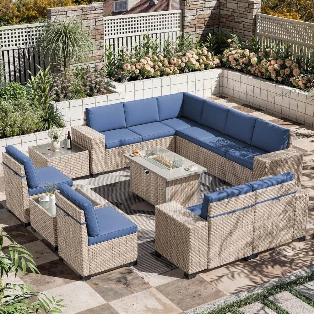 13-Piece Grey Rattan Outdoor Patio Furniture Set - Omega Lifestyles