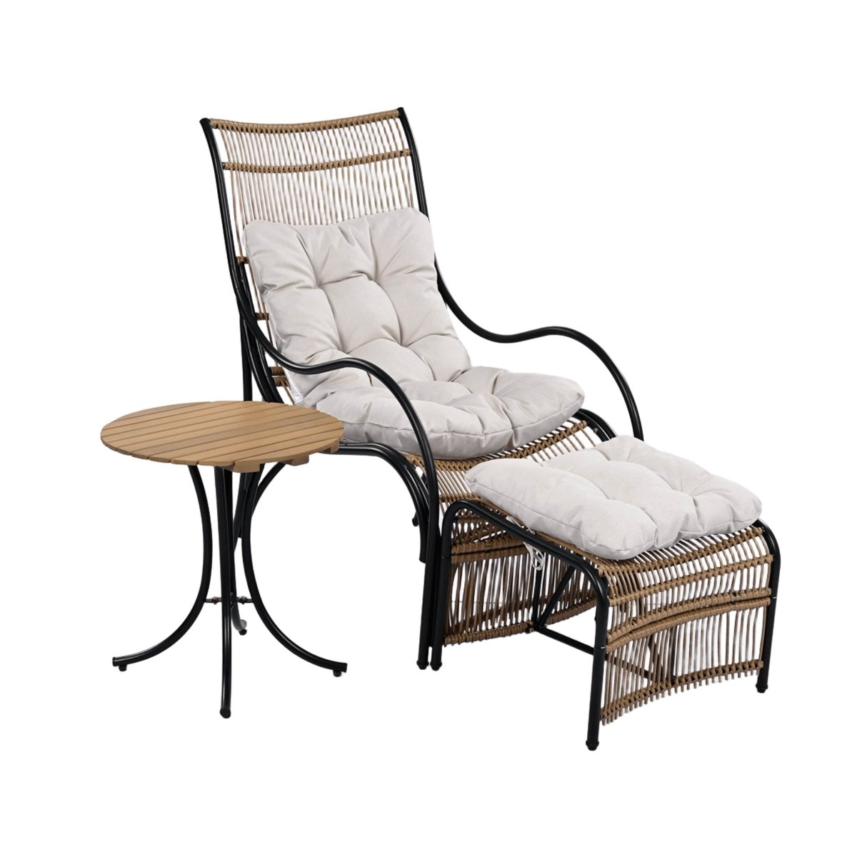 3-Piece Wicker Outdoor Patio Furniture Set With Cushions - Sleep Galleria