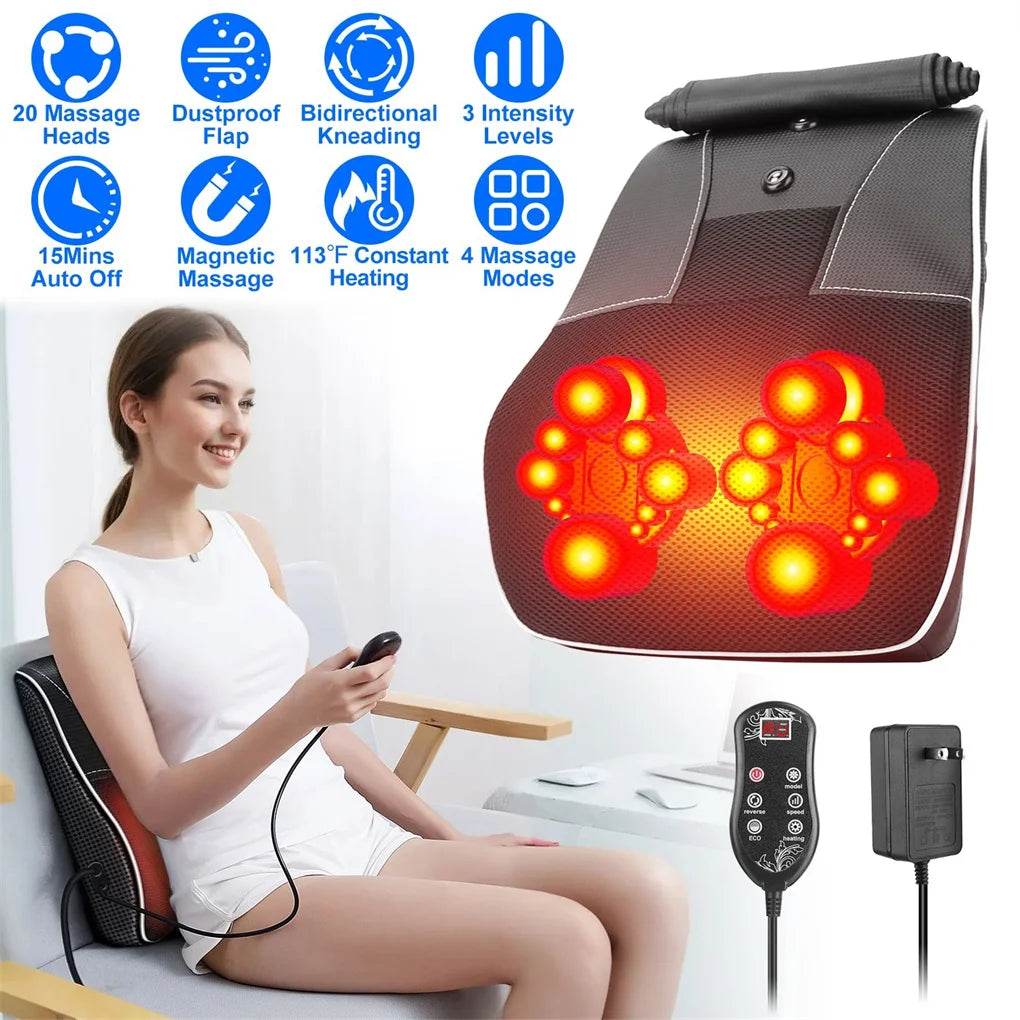 3D Heated Back Massager With Kneading Massage - Sleep Galleria