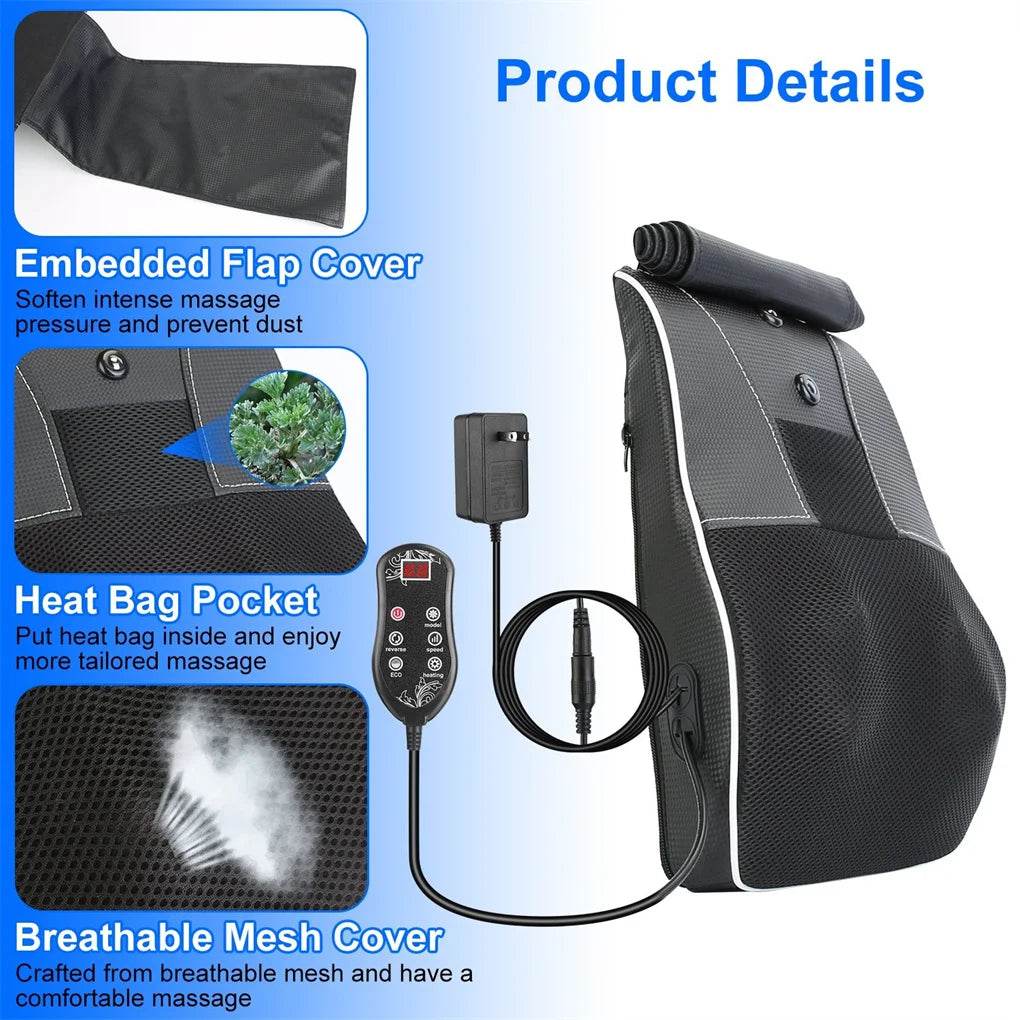 3D Heated Back Massager With Kneading Massage - Sleep Galleria