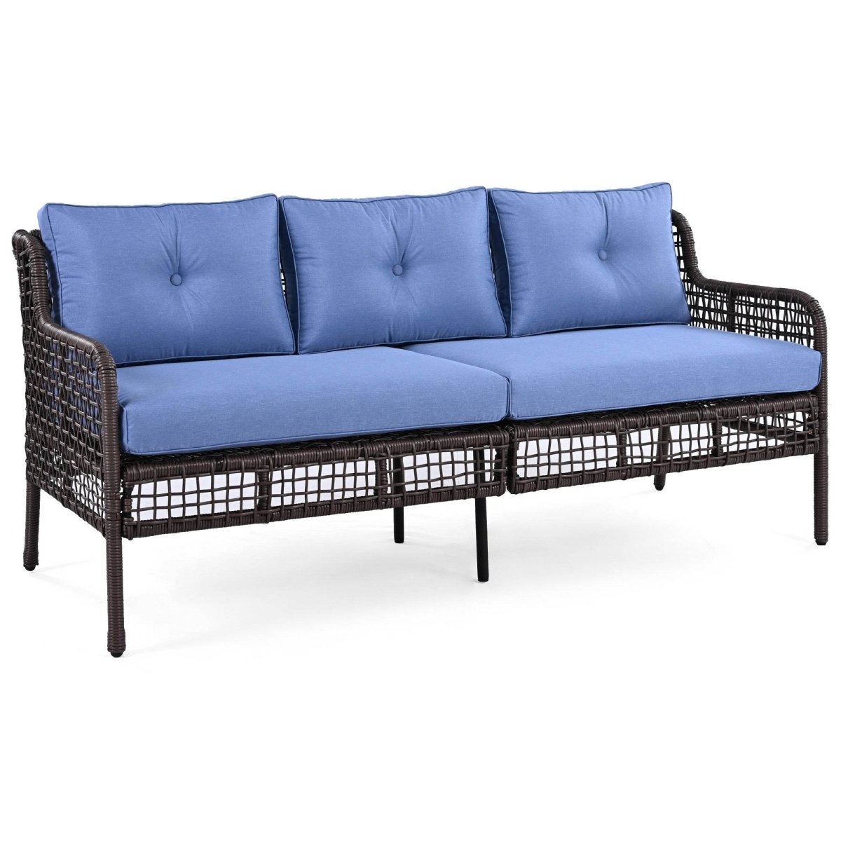 4 - Piece Blue Rattan Wicker Outdoor Patio Furniture Set - Veluna - Omega Lifestyles