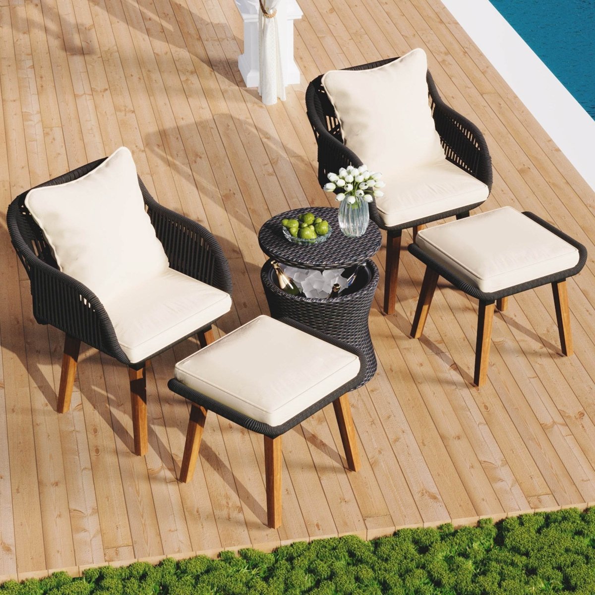 5-Piece Outdoor Patio Furniture Set With Cool Bar Table - Sleep Galleria
