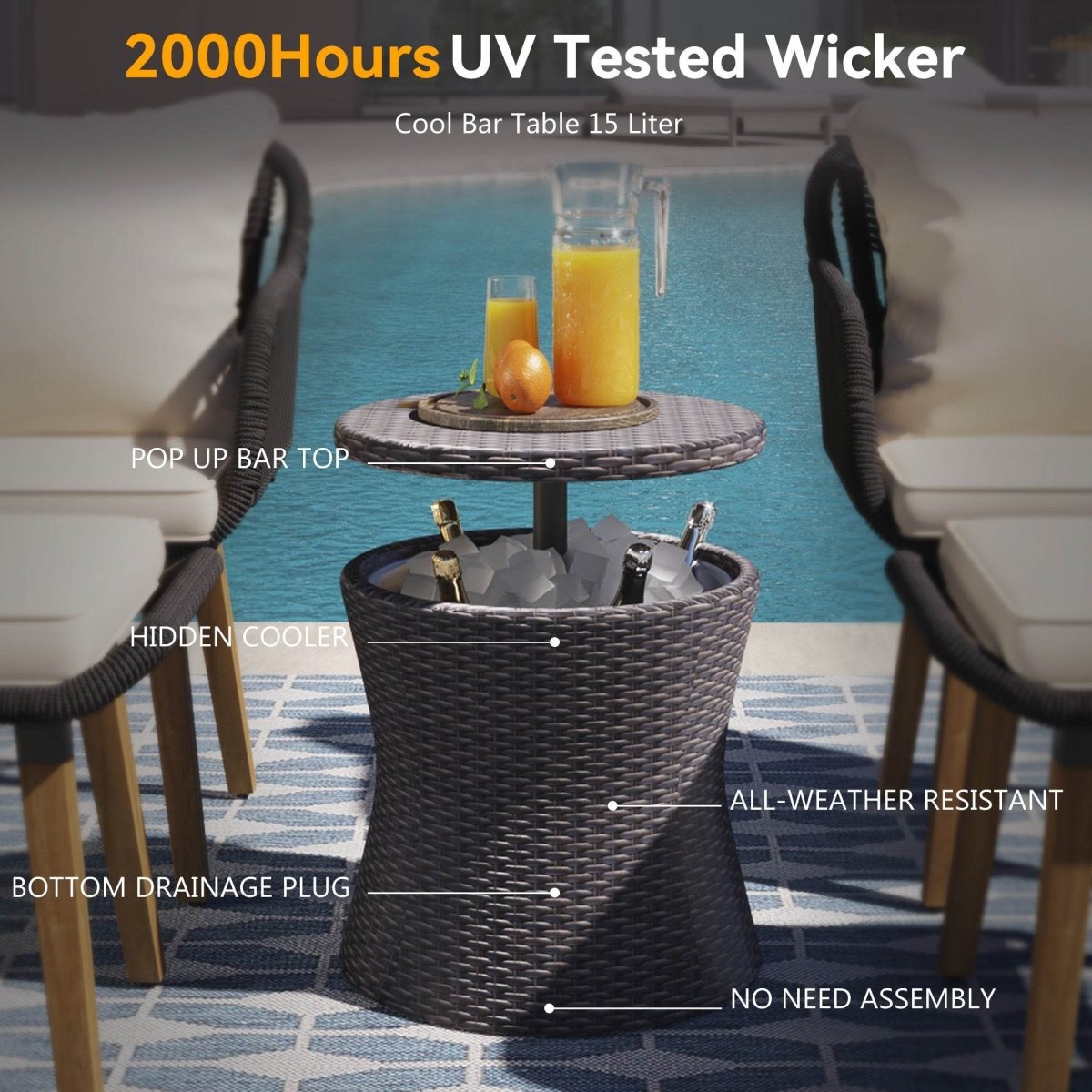 5-Piece Outdoor Patio Furniture Set With Cool Bar Table - Sleep Galleria