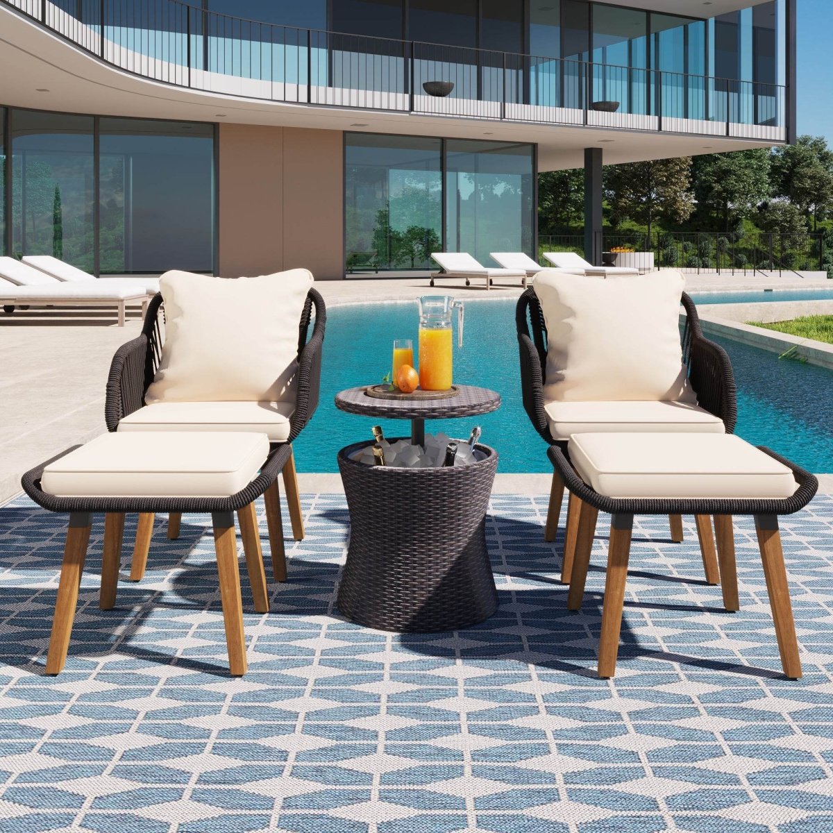 5-Piece Outdoor Patio Furniture Set With Cool Bar Table - Sleep Galleria