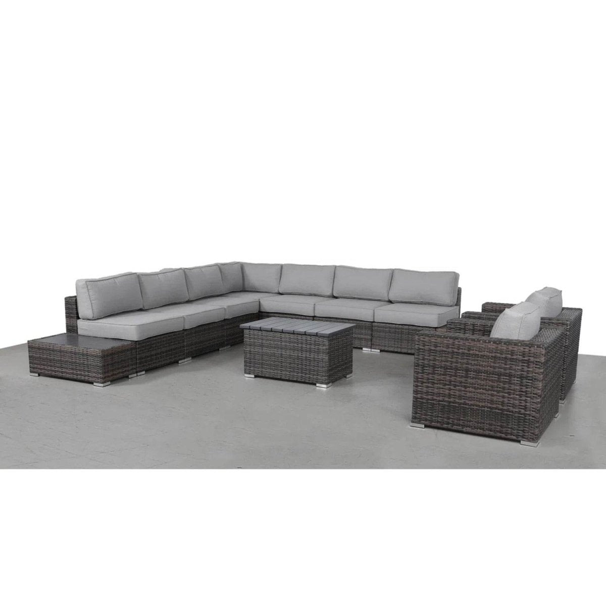 8 - Person Brown HDPE Wicker Outdoor Sofa Seating Set - Veluna - Omega Lifestyles