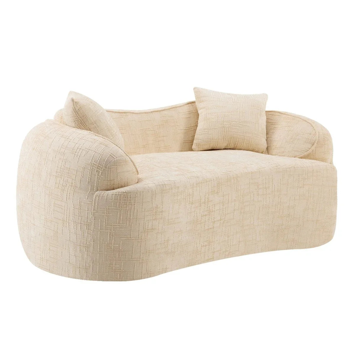 Beige Chenille Fabric Two-Seater Foam Spring Sofa - Omega Lifestyles