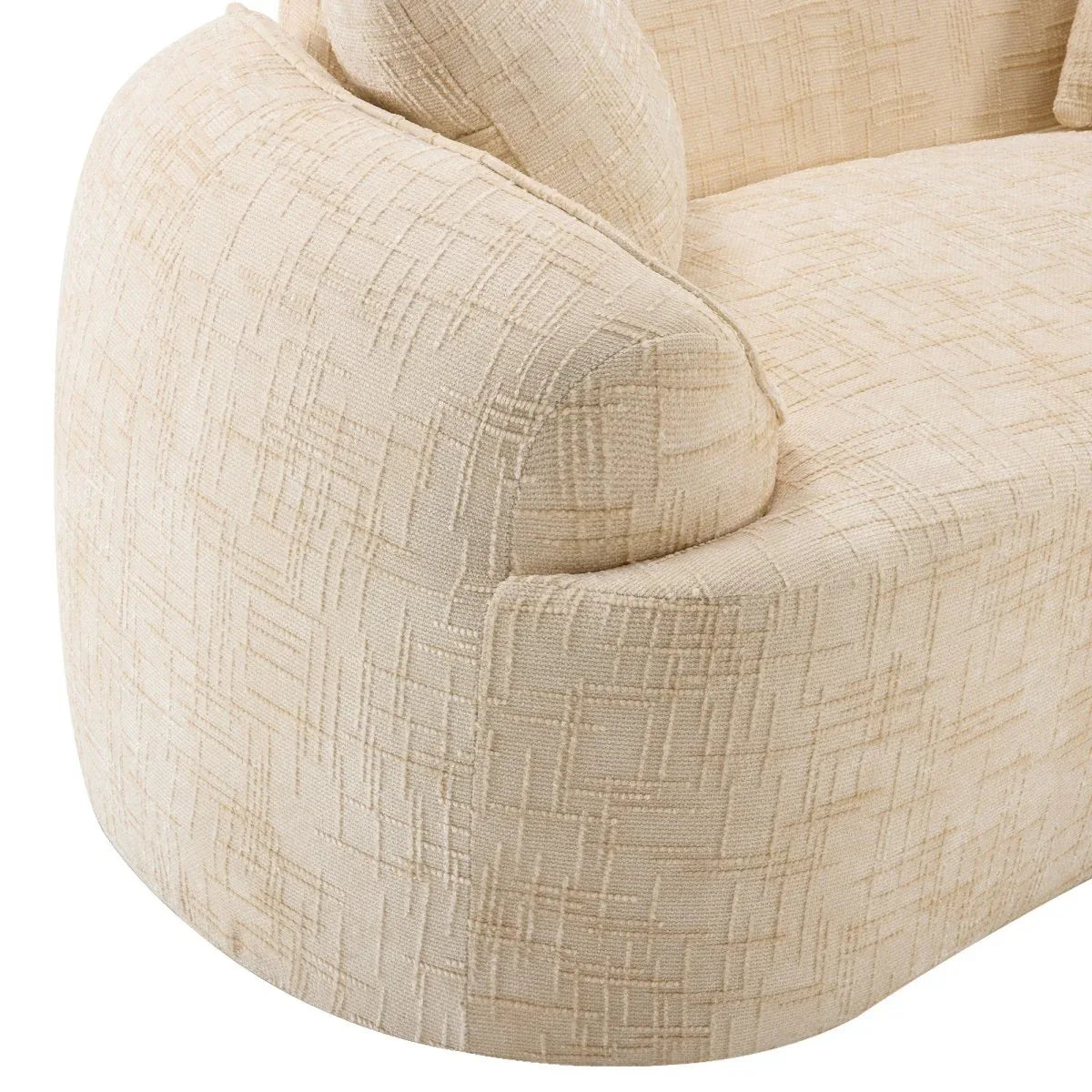 Beige Chenille Fabric Two-Seater Foam Spring Sofa - Omega Lifestyles