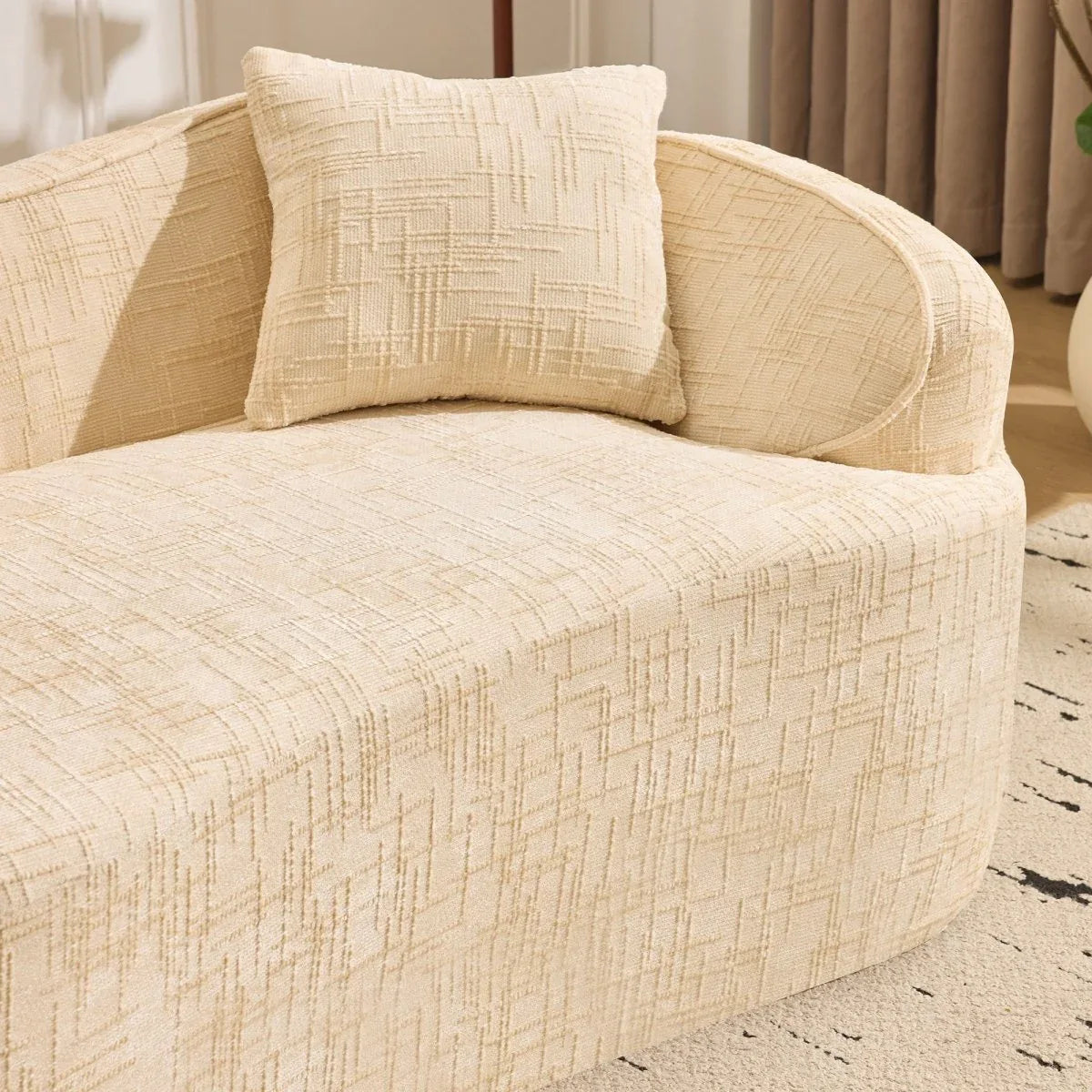 Beige Chenille Fabric Two-Seater Foam Spring Sofa - Omega Lifestyles