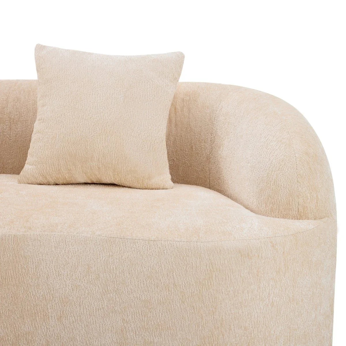 Beige Curved Chenille Loveseat Sofa With Pillows - Omega Lifestyles