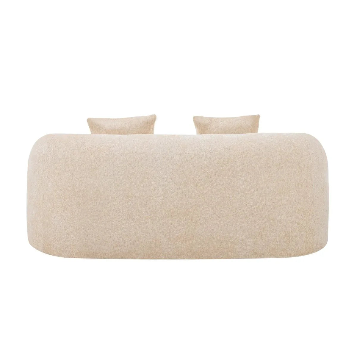 Beige Curved Chenille Loveseat Sofa With Pillows - Omega Lifestyles