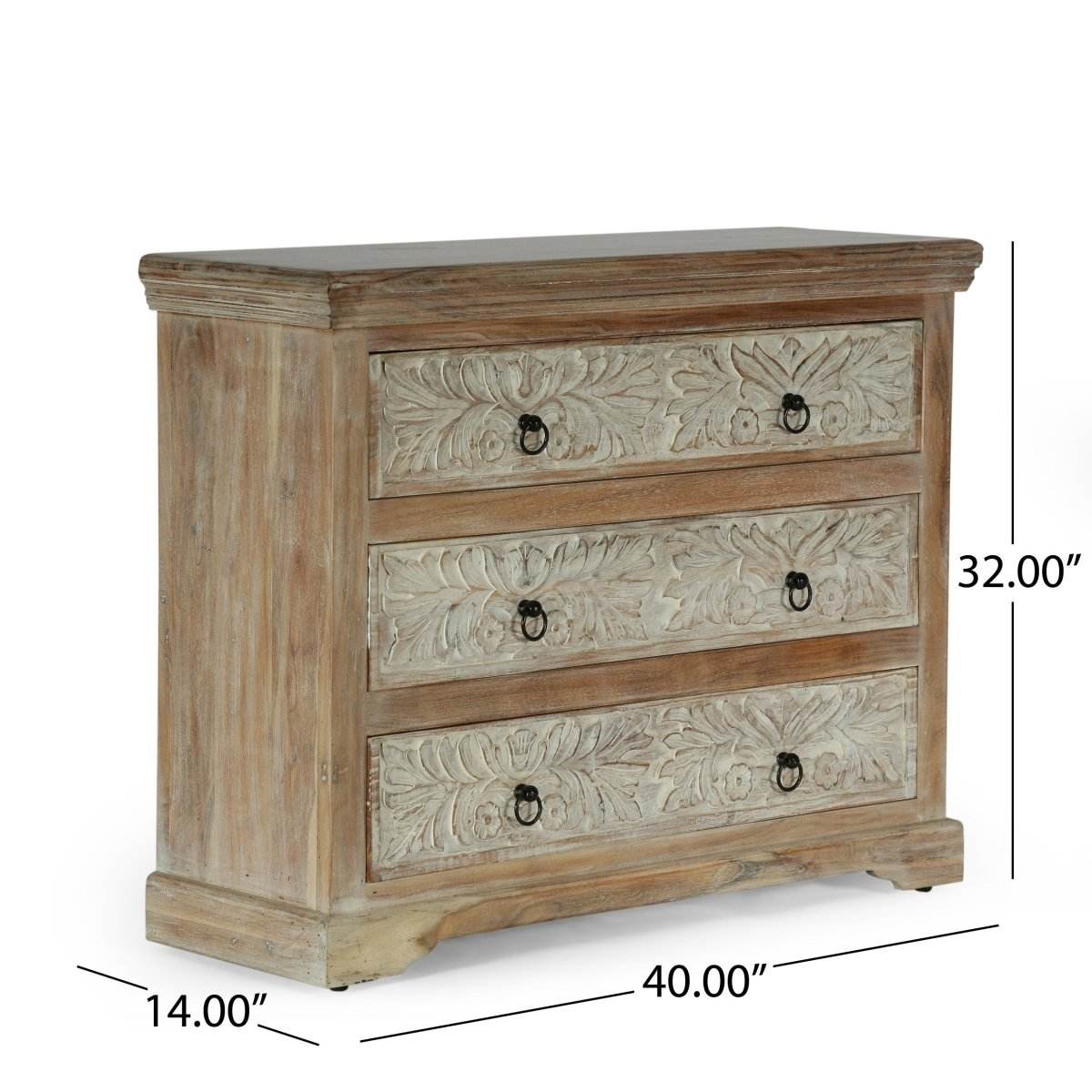 Boho Acacia Wood 3-Drawer Dresser Cabinet - Sleep Galleria