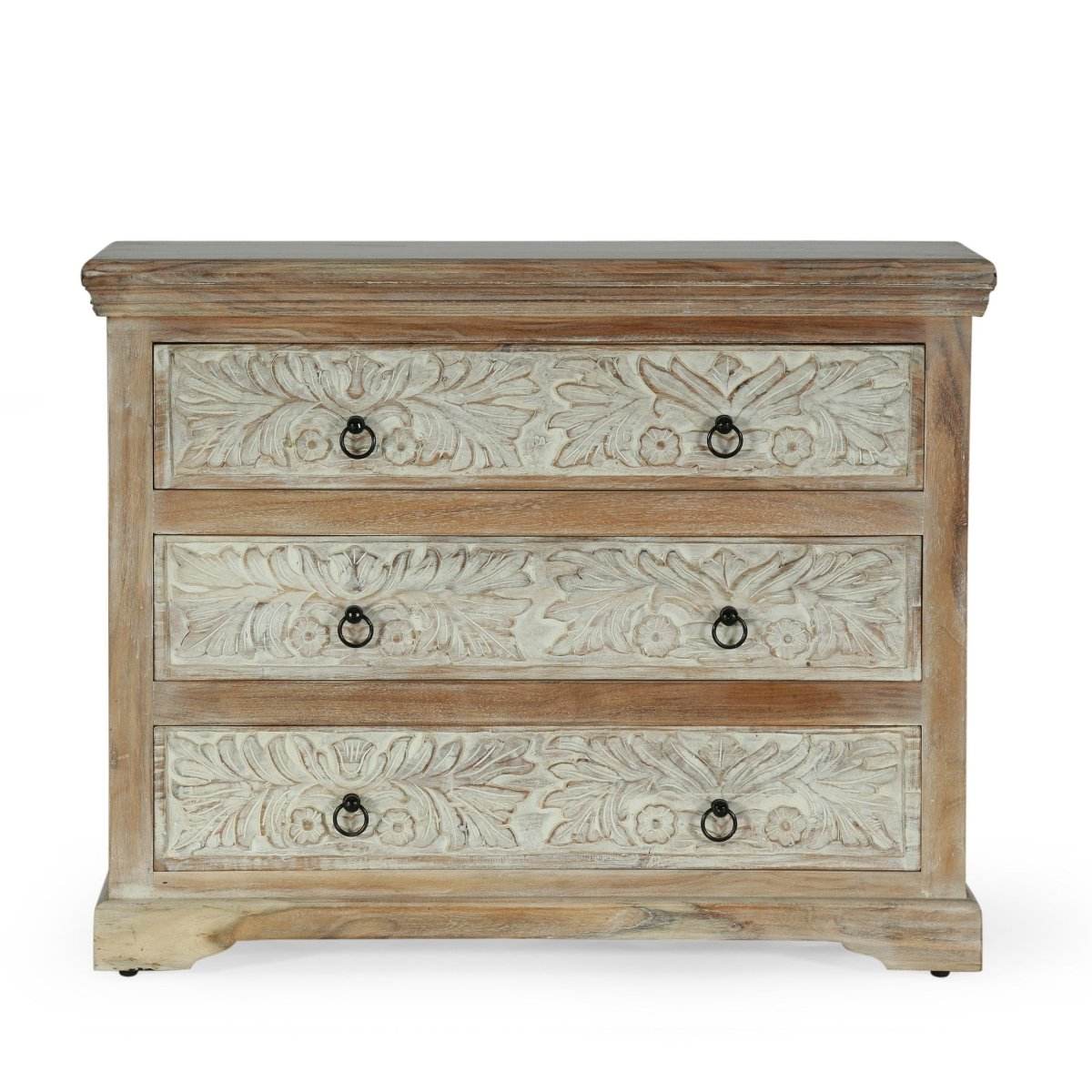 Boho Acacia Wood 3-Drawer Dresser Cabinet - Sleep Galleria