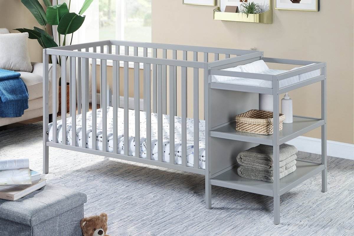 Convertible Solid Wood 3-in-1 Crib And Changer Combo - Sleep Galleria