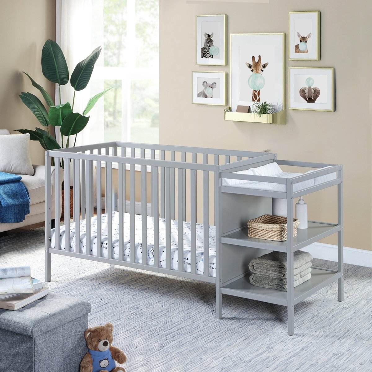 Convertible Solid Wood 3-in-1 Crib And Changer Combo - Sleep Galleria
