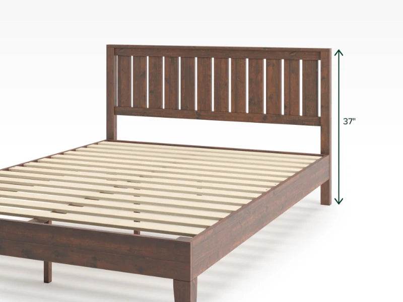 Deluxe Wood Platform Bed Frame with Headboard and Slat Support - Omega Lifestyles