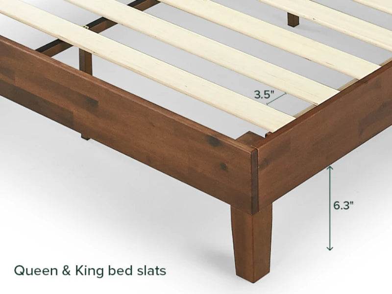 Deluxe Wood Platform Bed Frame with Headboard and Slat Support - Omega Lifestyles