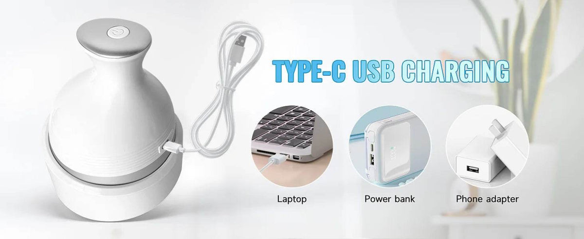 Electric Rechargeable Scalp Massager With 4 Kneading Heads - Sleep Galleria