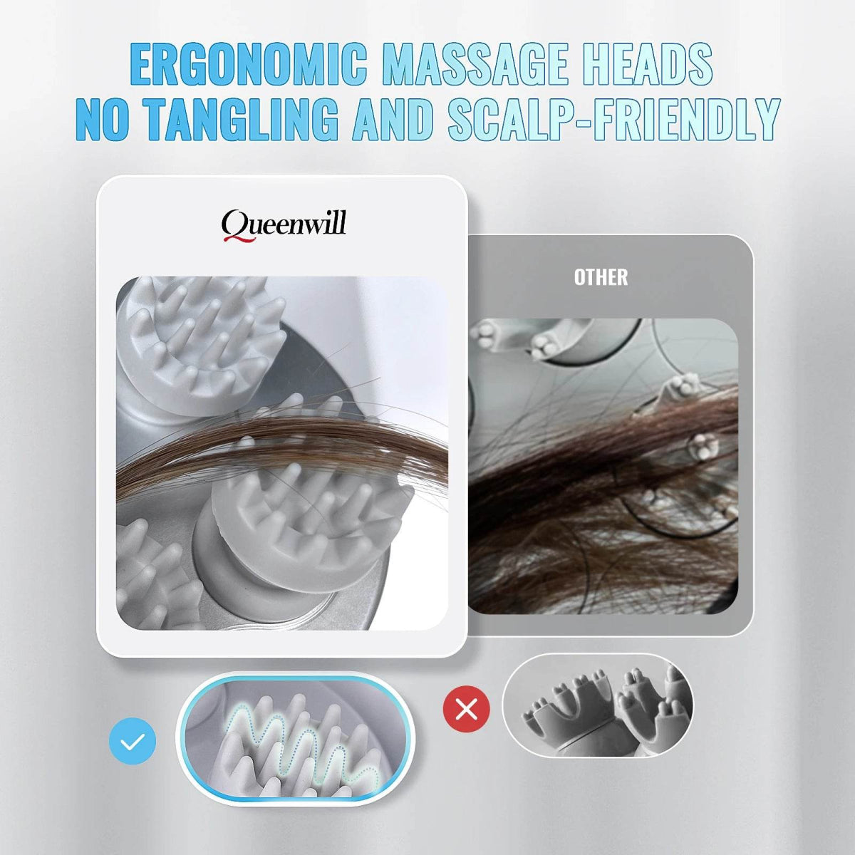 Electric Rechargeable Scalp Massager With 4 Kneading Heads - Sleep Galleria