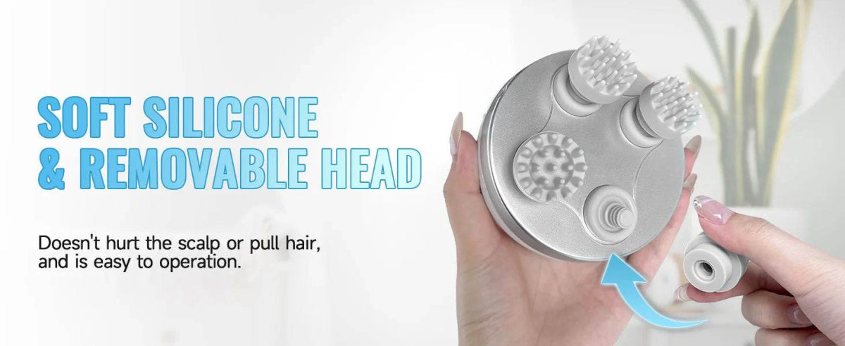 Electric Rechargeable Scalp Massager With 4 Kneading Heads - Sleep Galleria