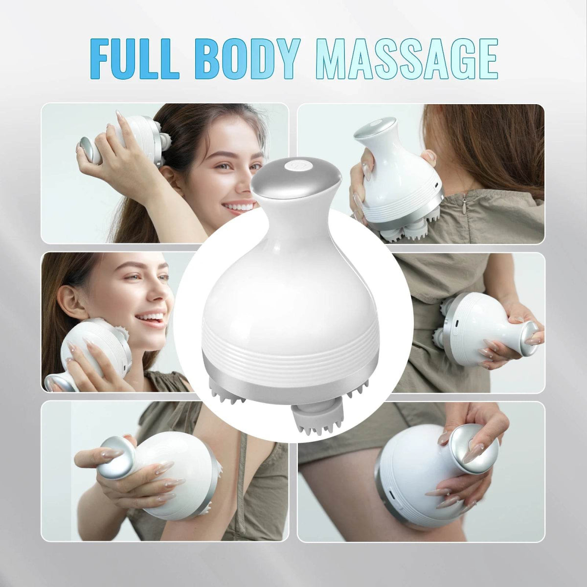 Electric Rechargeable Scalp Massager With 4 Kneading Heads - Sleep Galleria