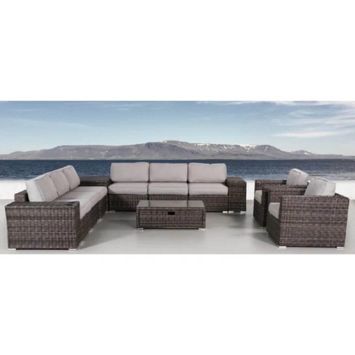 Elegant Outdoor 12 - Piece Espresso Wicker Seating Group - Veluna - Omega Lifestyles