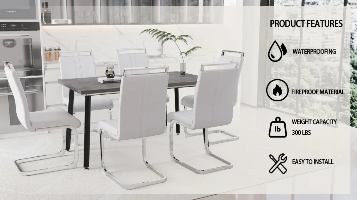Expandable Modern Square MDF Dining Table Set With 6 Chairs - Omega Lifestyles