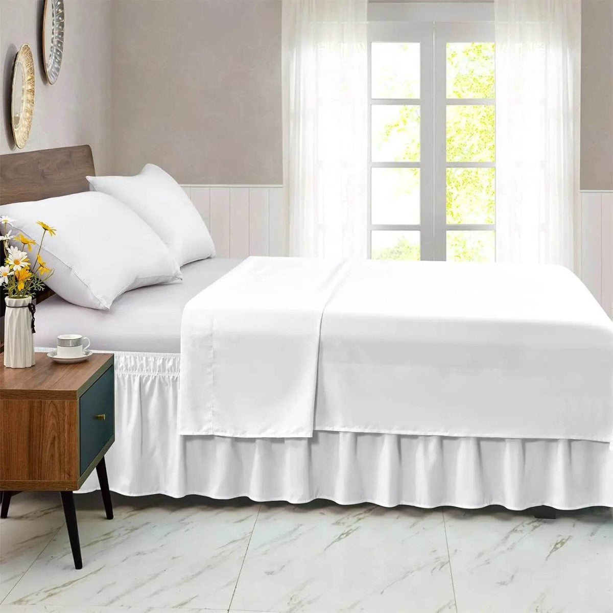 Fade-Resistant Microfiber Polyester Bed Skirt With Elastic - Sleep Galleria