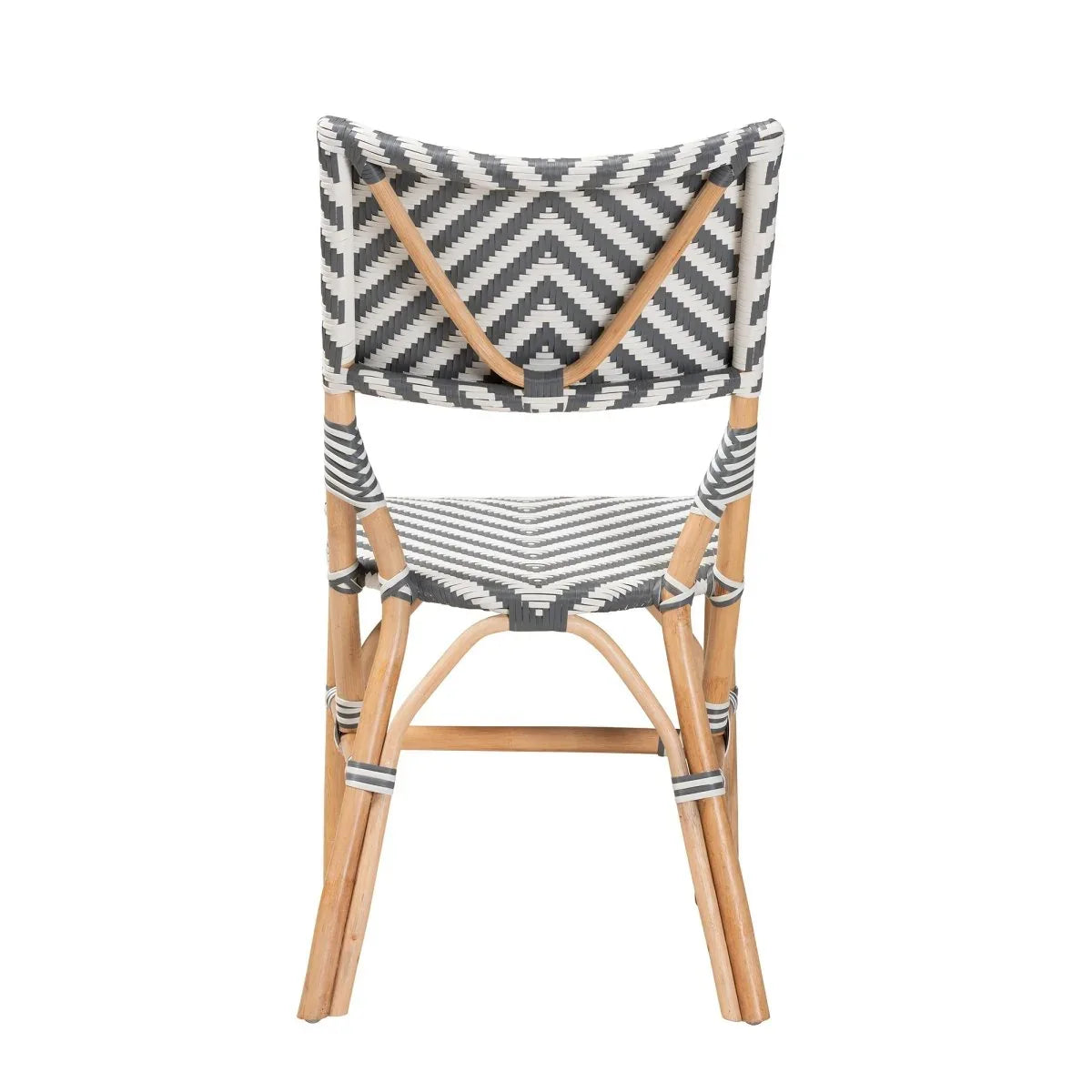 French Bistro Gray Rattan Dining Chair With Curved Backrest - Omega Lifestyles