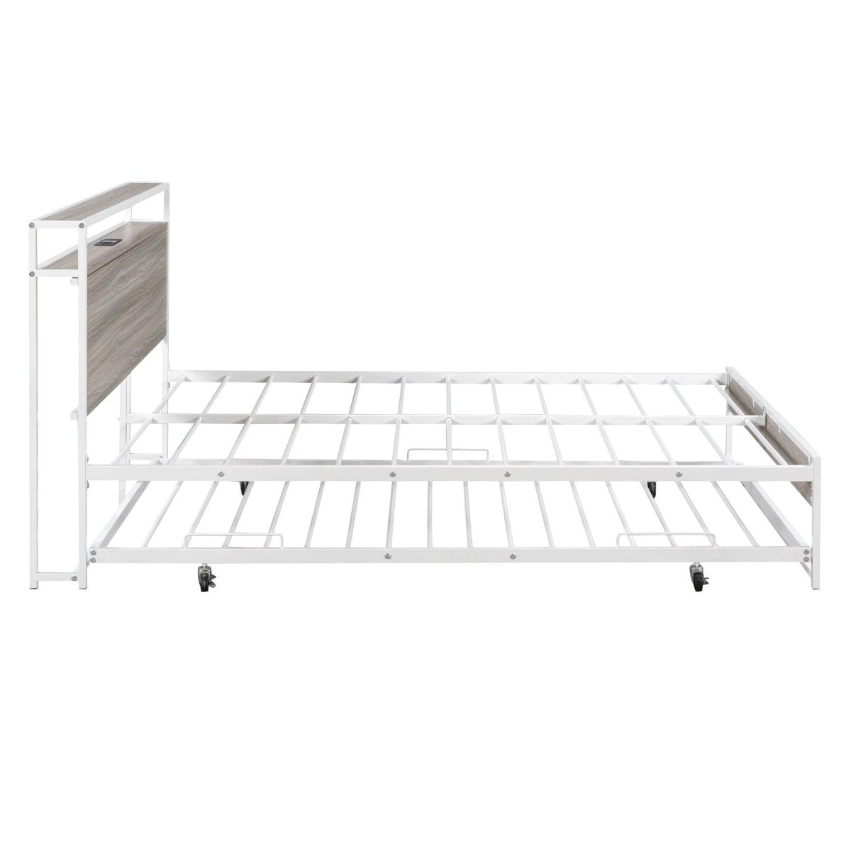 Full Metal Platform Bed Frame With Trundle USB Ports - Sleep Galleria