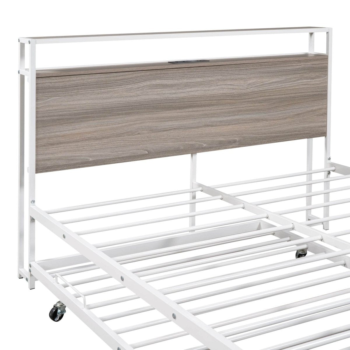 Full Metal Platform Bed Frame With Trundle USB Ports - Sleep Galleria