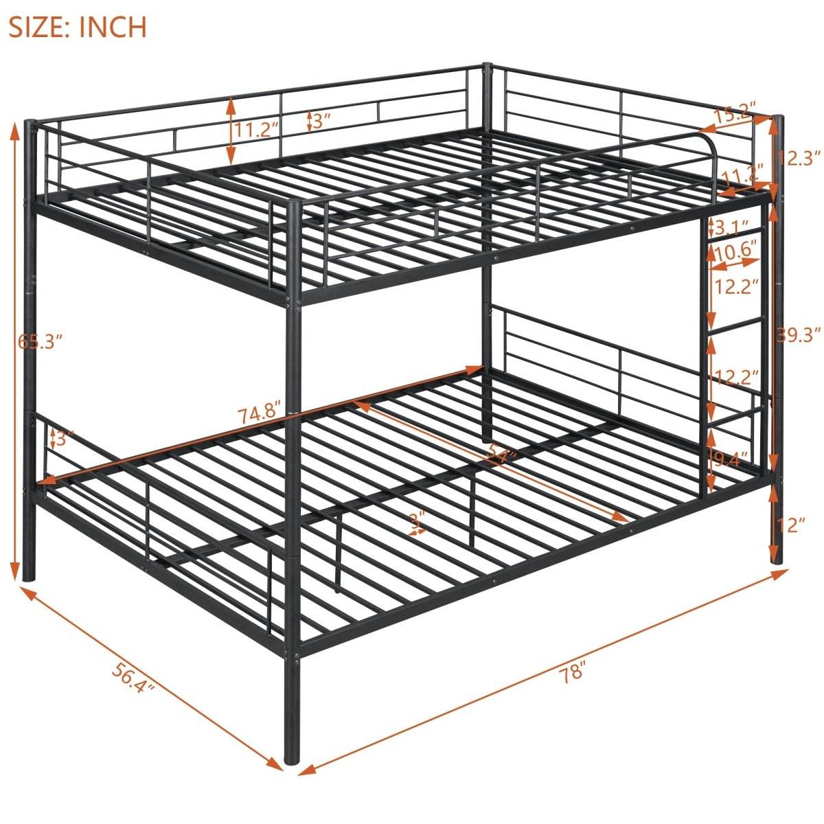 Full Over Full Iron Contemporary Metal Bunk Bed - Sleep Galleria