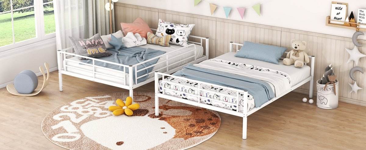 Full Over Full Iron Frame White Metal Bunk Bed - Sleep Galleria