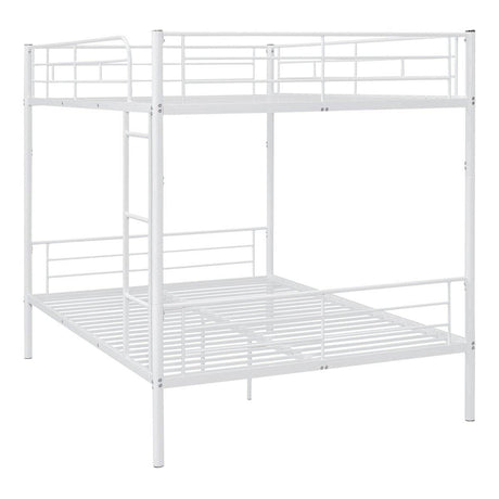Full Over Full Iron Frame White Metal Bunk Bed - Sleep Galleria