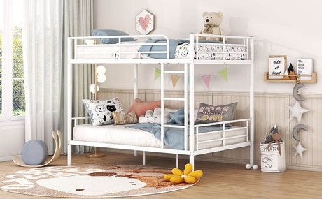 Full Over Full Iron Frame White Metal Bunk Bed - Sleep Galleria