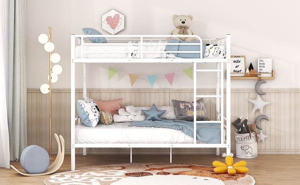 Full Over Full Iron Frame White Metal Bunk Bed - Sleep Galleria