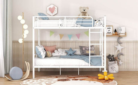 Full Over Full Iron Frame White Metal Bunk Bed - Sleep Galleria